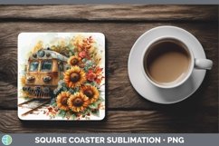 Autumn Boho Train Square Coaster Sublimation Coaster Designs Product Image 1