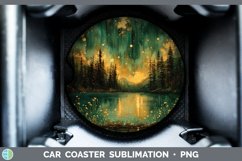 Autumn Boho Northern Lights Car Coaster Sublimation Coaster Product Image 1