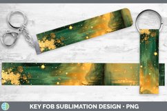 Autumn Boho Northern Lights Key Fob Sublimation Wristlet Des Product Image 1