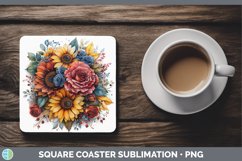 GorgeousSunflower Boho Square Coaster design.