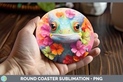Boho Baby Chameleon Round Coaster Sublimation Coaster Design Product Image 1