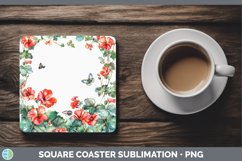 Add a Name Flowers Geranium Square Coaster Sublimation Coast Product Image 1