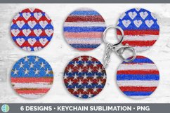 Flag Patriotic Keychain | 4th of July Keyring Sublimation Product Image 2