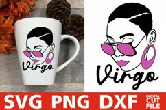 Virgo Zodiac Sign svg, Black Woman in Glasses, Short Hair Product Image 2