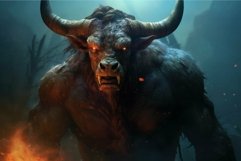 Fantasy minotaur warrior in mystical forest Product Image 1