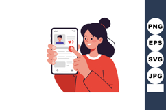 Woman using dating app on smartphone enjoying social connect Product Image 1
