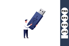 Man holding large blue USB flash drive technology data stora Product Image 1