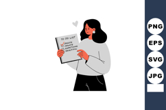 Woman Holding To Do List with Creative Goals and Heart Symbo Product Image 1