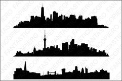 Skyline Manhattan, Shanghai, London SVG files. Product Image 1