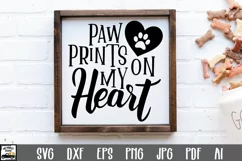 Paw Prints on my Heart SVG Cut File - Dog SVG File Product Image 1