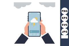 Weather Forecast Application on Smartphone Display with Rain Product Image 1