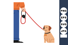 Person Holding Red Leash Walking Brown Dog Sitting Calmly Ve Product Image 1