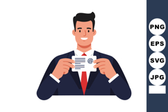 Businessman Holding Puzzle Piece with Email Symbol in Suit a Product Image 1