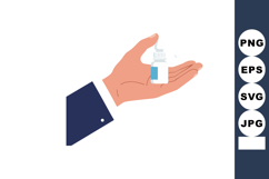 Hand Holding Small Medicine Dropper Bottle Vector Illustrati Product Image 1