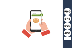 Delivery package tracking on smartphone screen with hands ho Product Image 1