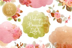 Vintage Bouquet &amp; Label Clipart Set Product Image 1