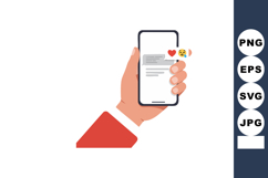 Hand Holding Smartphone with Chat Message and Emojis in Mini Product Image 1