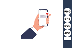 Hand Holding Smartphone with Heart Notification Icon and Mes Product Image 1