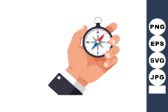 Hand holding compass navigation tool for direction finding a Product Image 1
