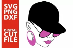 Black Woman with glasses svg, Afro girl svg, Cap svg, Rap Product Image 2