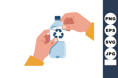 Hands Holding Plastic Bottle with Recycle Symbol Environment Product Image 1