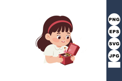 Little girl playing with red music box vector illustration o Product Image 1