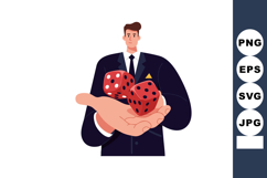 Businessman holding red dice concept for risk and chance in Product Image 1