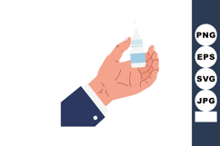 Hand holding small medical dropper bottle with blue label ve Product Image 1