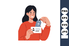 Woman Holding Airplane Ticket and Identification Card Travel Product Image 1