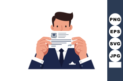 Businessman holding resume job application document vector i Product Image 1