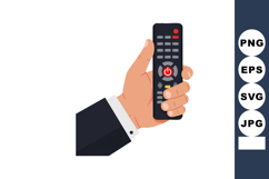 Hand Holding TV Remote Control Vector Illustration with Blac Product Image 1
