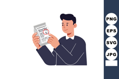 Man reading nutrition facts on food package vector illustrat Product Image 1