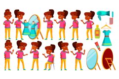 Indian Girl Set Vector. Child. Children Study. Knowledge Product Image 1