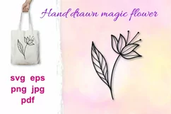 Flower Svg, hand drawn line art Flower png, flower cut svg. Product Image 1