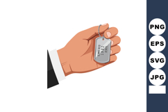 Hand holding military dog tag with engraved identification d Product Image 1