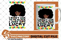 Lucky Girl svg, Black Woman In Glasses svg, Natural Hair svg Product Image 1