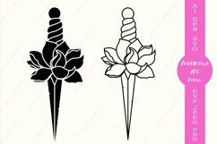 Sword monogram svg, Floral sword clipart, Knife dxf, Weapon Product Image 1