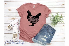 Floral Chicken SVG, Farm animals SVG, Hen SVG Product Image 2