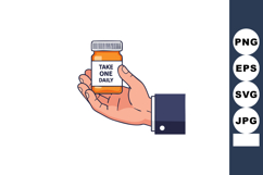Hand Holding Prescription Pill Bottle with Take One Daily La Product Image 1