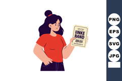 Young woman holding concert ticket for live band event in ca Product Image 1
