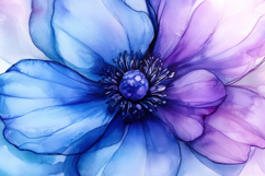 Purple and Blue Watercolor Flower Background Wallpaper Product Image 1