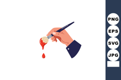 Hand Holding Paintbrush with Red Paint Dripping Artistic Ill Product Image 1