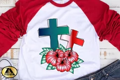 Easter Cross PNG Christian Sublimation PNG Floral Cross PNG Product Image 5