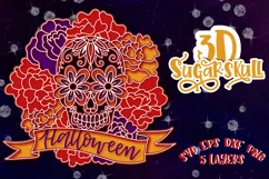 3D Halloween Sugar Skull svg Papercut svg Layered 3d Product Image 1