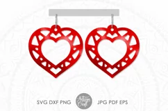 Heart earring SVG | laser cut files | Geometric earrings Product Image 1