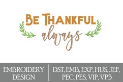 Be Thankful Machine Embroidery Design Product Image 1