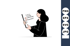 Woman holding checklist with creative to do list and happy e Product Image 1