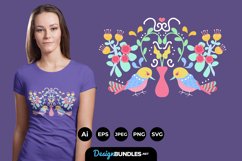 Scandinavian Floral Bird for T-Shirt Design Product Image 1