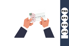Businessman hands holding late payment check with due date a Product Image 1