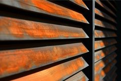 Orange wooden slats creating abstract geometric pattern with Product Image 1